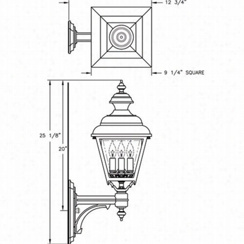 Hanover Lantern B9510 Medium Plymouth 2w Per Socket 3 Light Outdoo Rwall Light