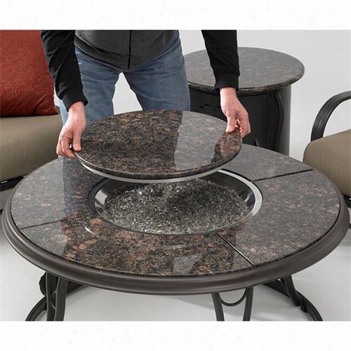 Outdoor Greatroom Cfp48-k 48"" Chat Firepit And Beverage Cooler Table Wtih Grnaite Top, Lazzy Susan And Crystal Fire Burner