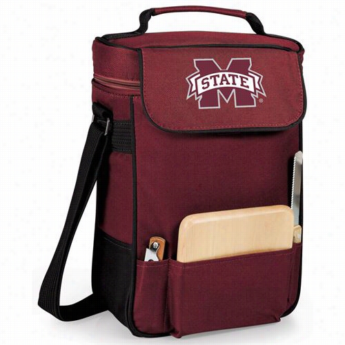 Picnic Time 623-04-118-384-0 Mississippi State Bulldogs Digital Print  Dueet Wine And Cheeae Tote In Burgundy