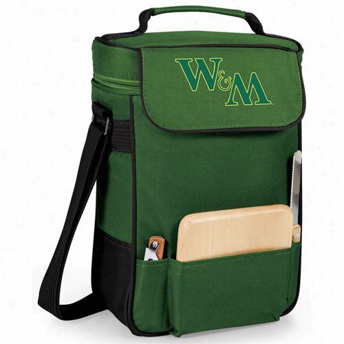 Picnic  Time 623-04-121-782-0 Williamand Mary Griffin Embroidered Duet Wine And Cheeese Tote In Hunter Green