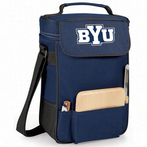 Picnic Time 623-04-138-7l2-0 Brigham Young University Cougars Embroidered Duet Wine And Cheese Tots In Navy