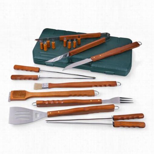 Picnic Time 748-00-121-000-0 18-piece Bbq Set In Hu Nter Green