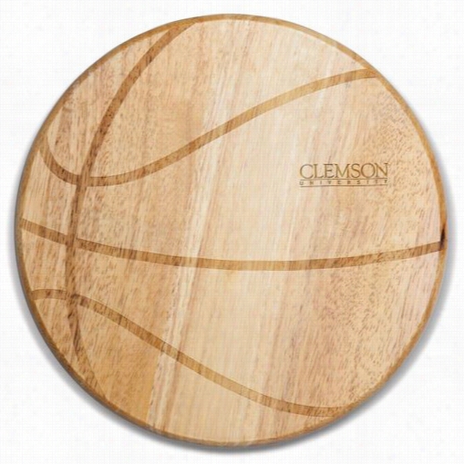 Picnic Time 840-00-50-103-0 Clemson Seminary Of Learning  Tigers Engraving Free Throw Cutting B Ord In Natural Wood