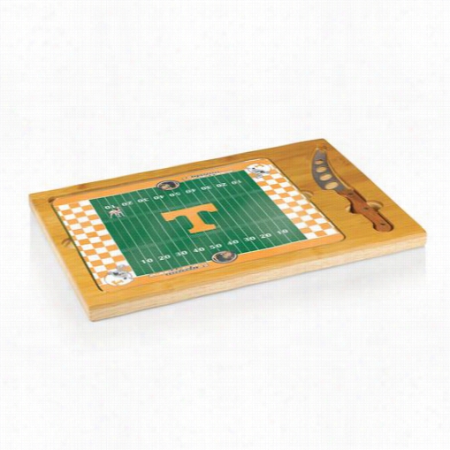 Picnic Time 910-00-505-554-0 Icon University Of Tennessee Volunteers Digital Print Footballl Cutting Cheese Tray In Natural Wood