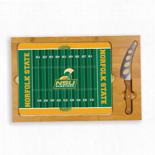 Picnic Time 910-00-505-974-0 Icon Norfolk State Seminary Of Learning  Spartans Digital Print Football Cutting Cheese Tray In Natural Wood