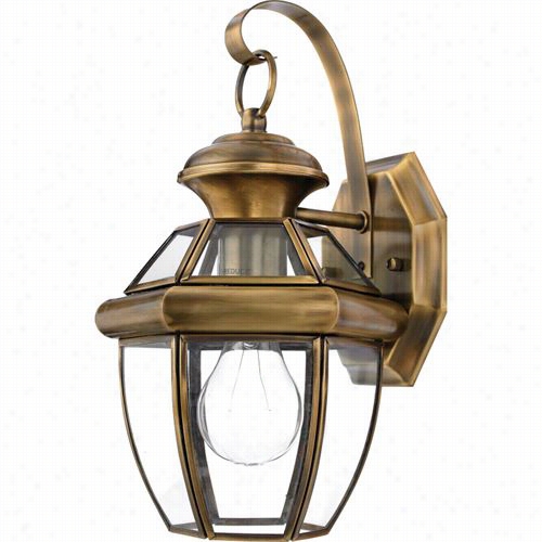 Quoizel Ny8315a Newbur Y12-1/2"" 1 Llight Outdoor Awll Sconce In Antique Brass