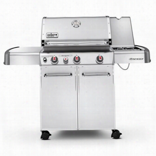 Weber 6670001 Genesis S-330 Stainess Steel Natural Gas Grill With  Side Burner And Sear Station Burner