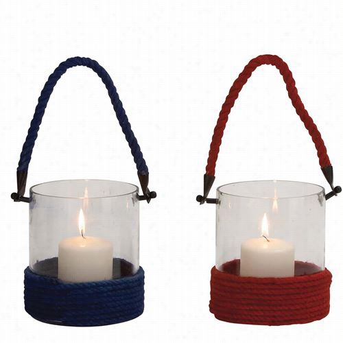 Woodland Imports 23892 The Stunning Glass Rope Lantern - Assortd Of 2