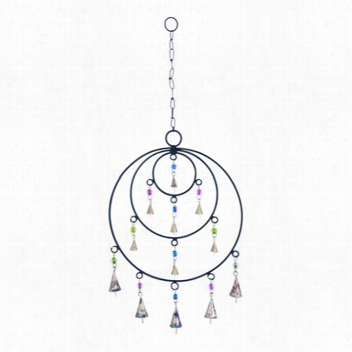 Woodland Imports 26760 Metal Frame Wind Chime With Circulra Design