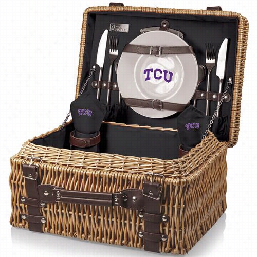 Picnic Time 208-40-179-844-0 Champion Texas Christian Univresity Horned Frogs Digital Print Basket In Black