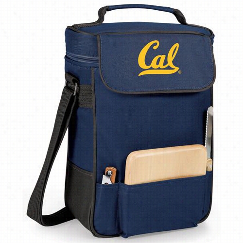 Picnic Time 623-04-138-072-0 University Of California Berkeley Golden B Ears/cal Embroidered Duet Wine And Cheese Tote In Navy