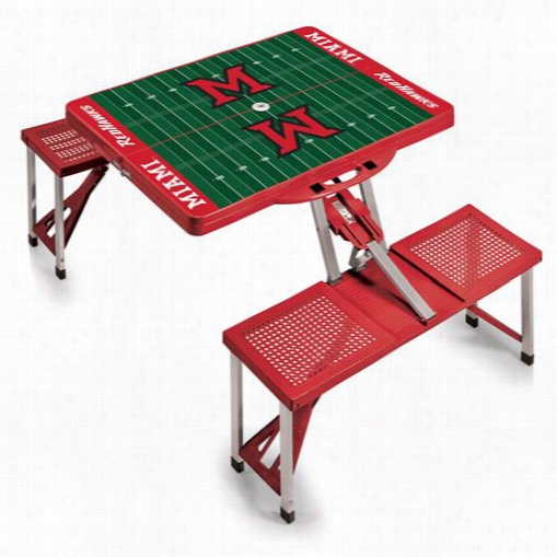 Picnic Time 811-00miami Unive Rsity Ohio Red Hawks Dig Ital Print Picnic Sport Table