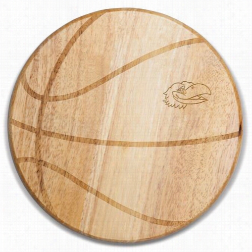 Picnic Fit Season 840-00-5055-243-0 University Of Kansas Jayhawks Engraving Free Throw Cuttin Gboard In Natural Wood