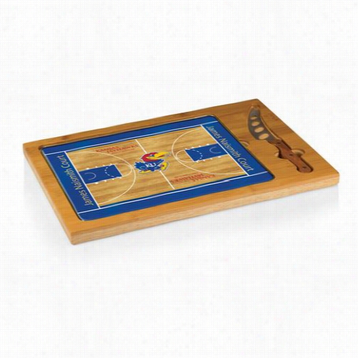 Picnic Tim E 910-00-505-245=0 Icob University Of Kansas Jayhawks Digital Print Basketball Cutting Cheese Tray In Natural Wood