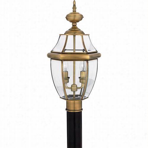 Quoizel Ny9042a Newbury 2 Light Outdoor Post Light In Antiqye Brass