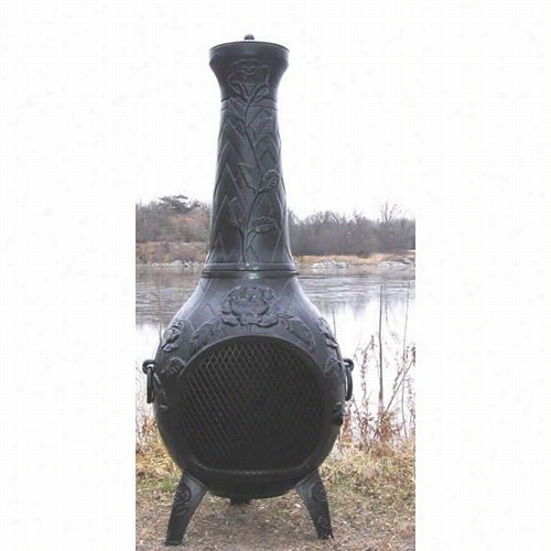 Blue Rooster Ch012gk Rose Figure And Vine Cast Aluminum Gas Chiminea