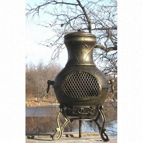 Blue Cock Ch028 Etruscan Cast Aluminum Chiminea