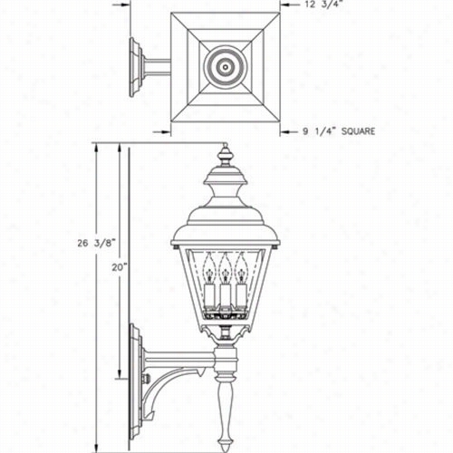 Hanover Lantern B9515 Medium Plymouth 25w Per Socket 3 Light Outdoor Wall Light