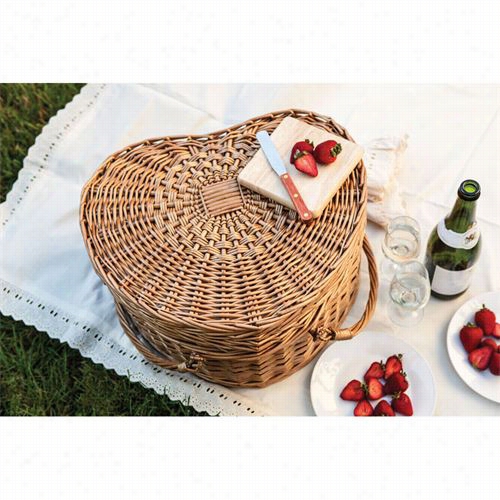 Picnic Time 329-3 5-190-000-0 Heart Picnic Basket In Antique White