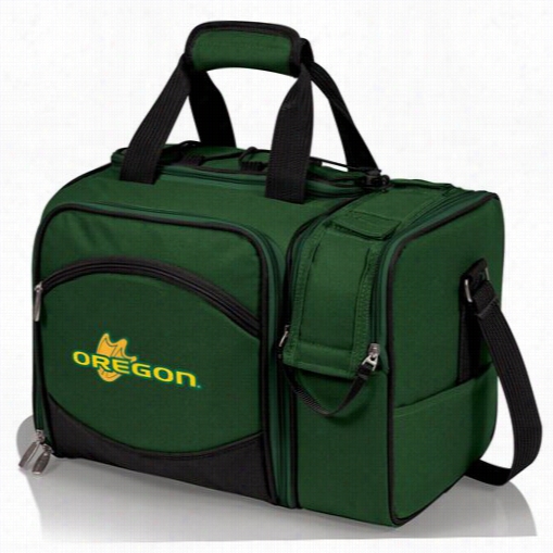 Picnic Time 508-23-13-472-0 Malibu University Of Oregon Duck Embbroidered Tote In Hunter Green