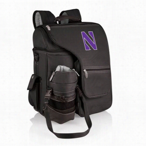 Picnic Time 641-00-1175-432-0 Turismoo Northwestern U Wildcats Embridered Bakcpack In Black