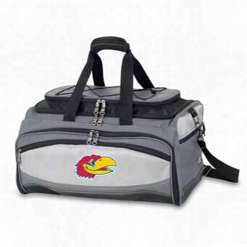 Picnic Time 750-00-175-24-20 Buccaneer University Of Kansas Jayhawks Embroidered Cooler And Barbecu Eset In Black