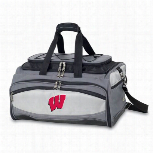 Picnic Time 750-00-175-642-0 Buccaneer Nuiversity Of Wisconsin Badgers Embroidered Ooler And Batbecue Et In Black