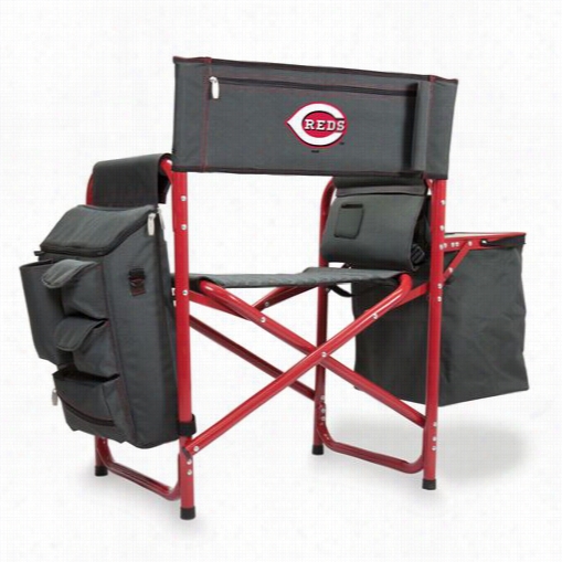 Picnic Time 807-00-600-074-3 Fusion Chair In Dark Grey/red With Cincinnati Reds Digital Mark