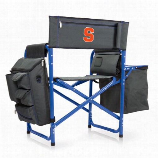 Picnic Time 807-00-639-544-0 Syracuse University Oran Ge Digital  Newspaper Fusion Chair In Dark Grey//blue