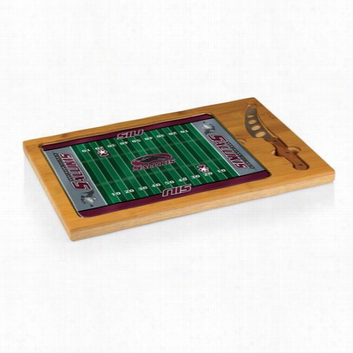 Picnic Timd 910-00-505-34-1 Icon Southern Illinois Univverity Salukis Digital Print Football Cutting Cheese Tray In  Natural Wood