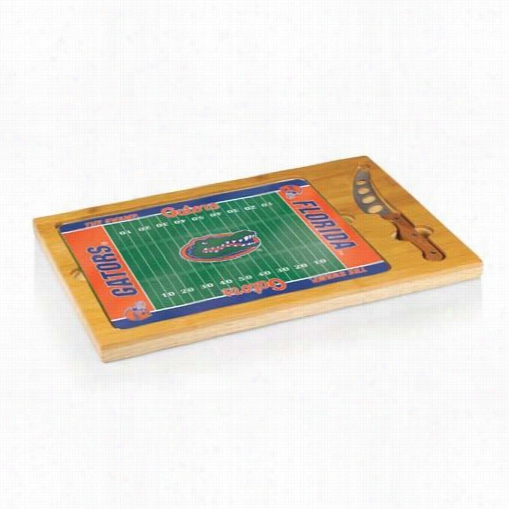 Picnic Time 910-00-505-164-0 Icon University Of Flrida Gators Digital Prin T Fotball Cutting Cheese Tray In Naturall Wood