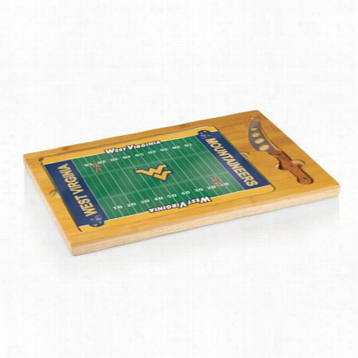 Picn Ic Time 910-00-505-834-0 Icon West Virginia University Mountaineers Digital Print Football Cutting Cheese Tray In Natural Wood