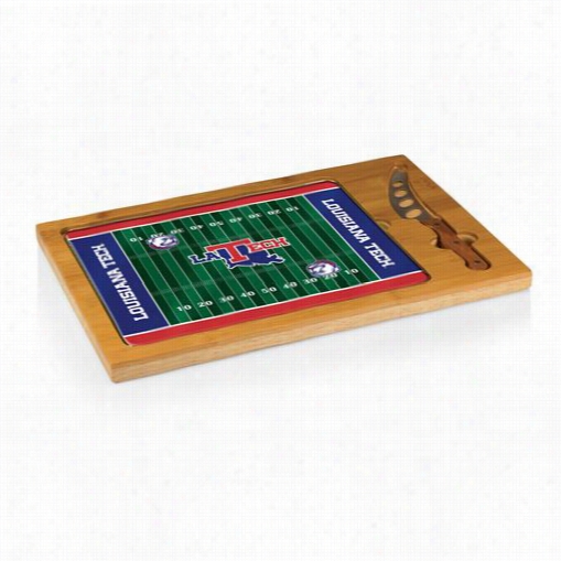 Picnic Time 910-00-505-854-0 Icon Louisiana Tch Bulldogs Digital Print Football Cutting Cheese Tray In Natural Wood