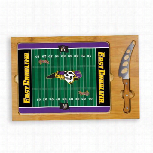 Picnic Time 910-00-505-874-0 Icon East Craolina Pirates Digital Prijt Football Cutting Cheese Tray In Natural Wood