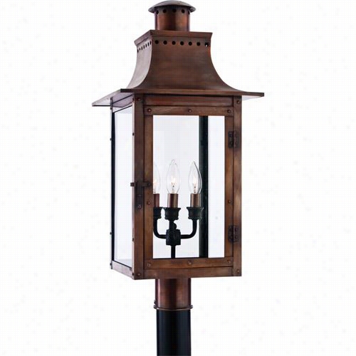 Quoizel Ccm9012ac Chalmers 3 Light Outdoor Post Light In Aged Copper