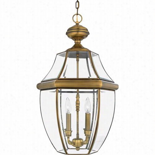 Quoiz El Ny1180a Newbury 4 Light Outdoor Pendant In Antique Brass