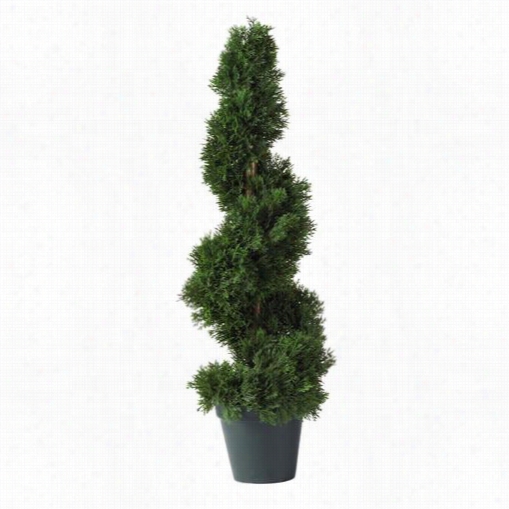 Nearl Ynatural 5160 Indoor/outdoor 2' Cedar Spiral Silk Tree In Green