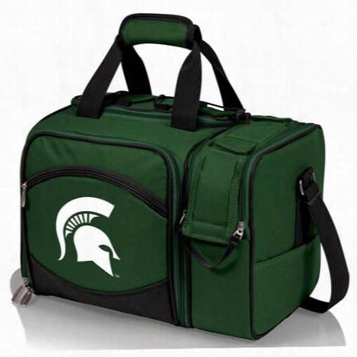 Picnic Time 508-23-123-352-0 Malibu Michigan State Spartans Embriodered Tote In Hunter Green