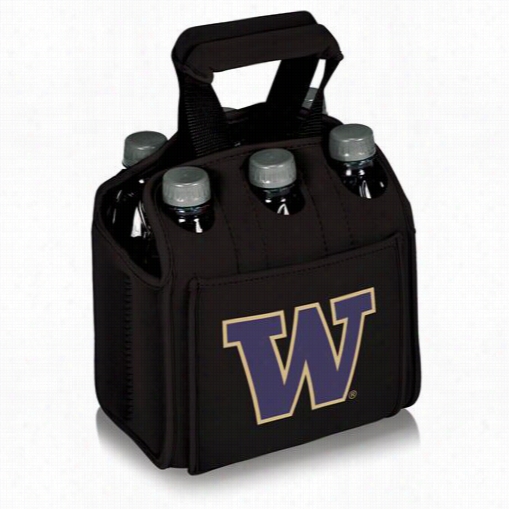 Picnic  Time 608-00-179-624-0 U Of Washington Huskiies Digital Print Six Pack Cooler T Ote In Black