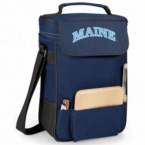 Picnic Time 623-04-138-802-0 University Of Maine Black Bears Embroidered Duet Wine And Cheese Tote In Navy