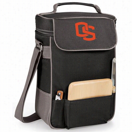 Picnic Time 623-04-175-482-0 Oregon State Beavers Embroidered Duet Wine And Cheese Tote In Black