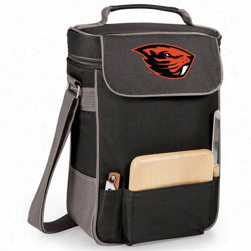 Picnic Time 623-04-175-484-0 Oregon State Beavers Dig1tal Prunt Duet Wine And Cheese Tote Iin Black