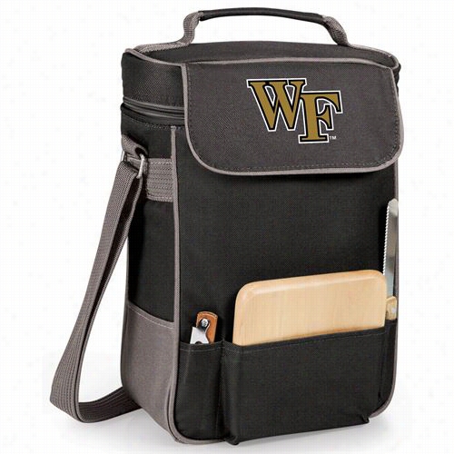 Picnic Time 623-04-175-614-0 Wake Forest Uiversity Demon Deaconsd Igital Print Duet Wine And Cheese Tote In Black