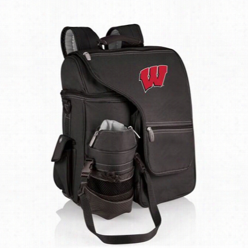 Picnic Time  64l-00-17 5-642-0 Turismo Universityy Of Wisconsin Badgeers Embroidered Backpack In Black