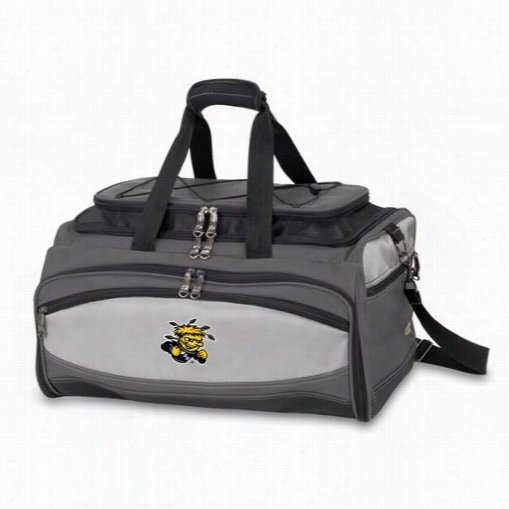 Picnic  Time 750-00-175-014-1 Buccameer Wichita Stat University Shockers Dgiital Print Cooler And Barbecue Set In Black