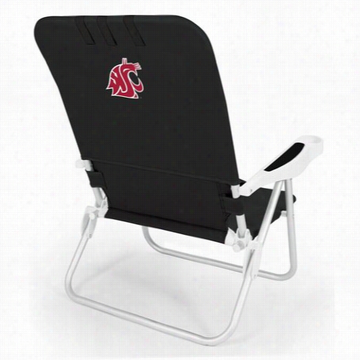 Picnic Time 790-00-179-634-0 Monaco Washington State Cougars Digital Calico Strand Chair In Black