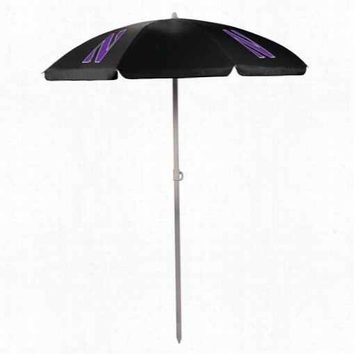 Picnic Time 822-00-179-434-0 Nothwestern Universtiy Wildcats Digital Print Umbrella In Black