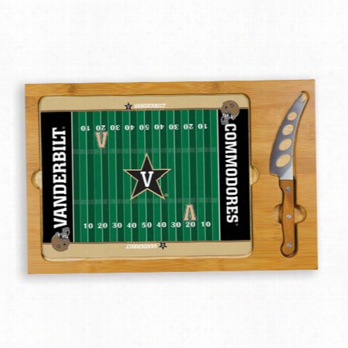 Picnic Time 910-00-505-584-0 Icon Vanderbillt University Commodores Digital Print Football Cutting Cheese Tray In Natural Wood