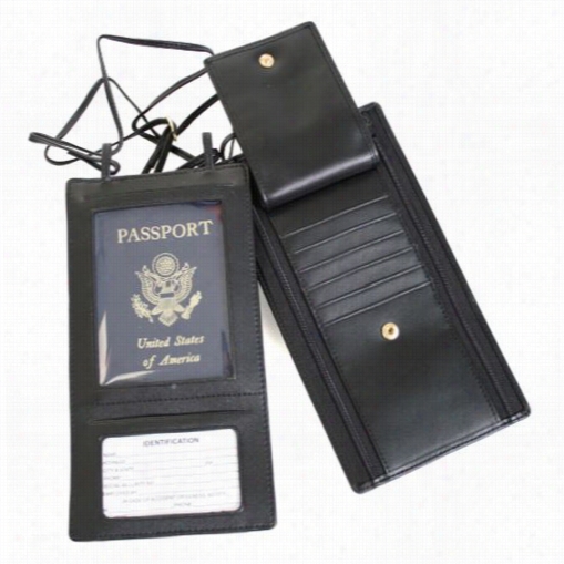 Royce Leather 217-blk-6 Genuine Leather Hanging Pasport Travel Document Wallet