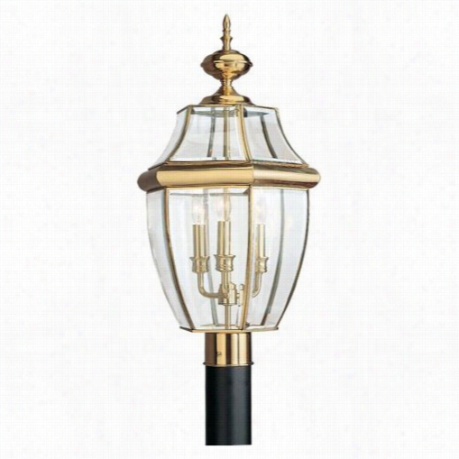 Sea Gull Lightin G8239-02 Chesterfie Ld 3 Light Outdoor Post Lantern Poilshed Brass